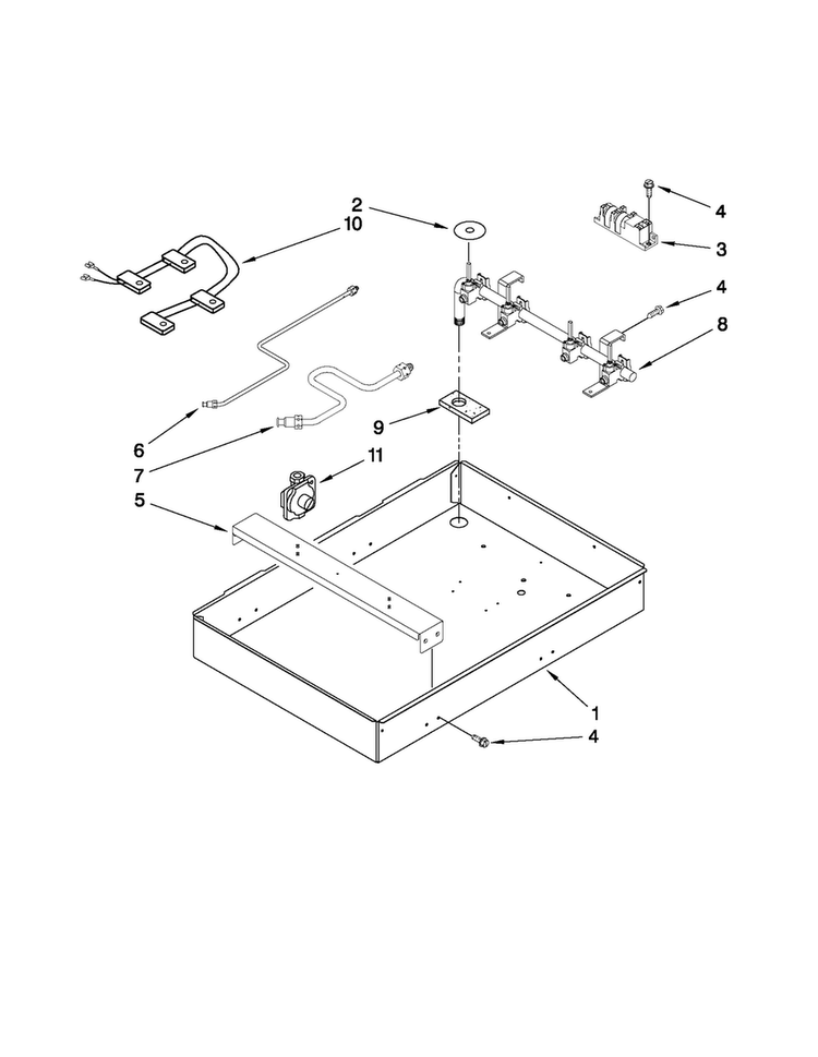 Burner Box, Gas Valves, And Switches Diagram and Parts List for MGC4430BDC12  Maytag Cooktop