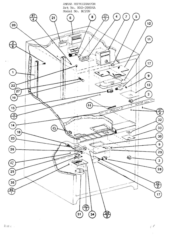 Parts For Bottom Mount Refrigerator Diagram and Parts List for 20804A  Amana Refrigerator