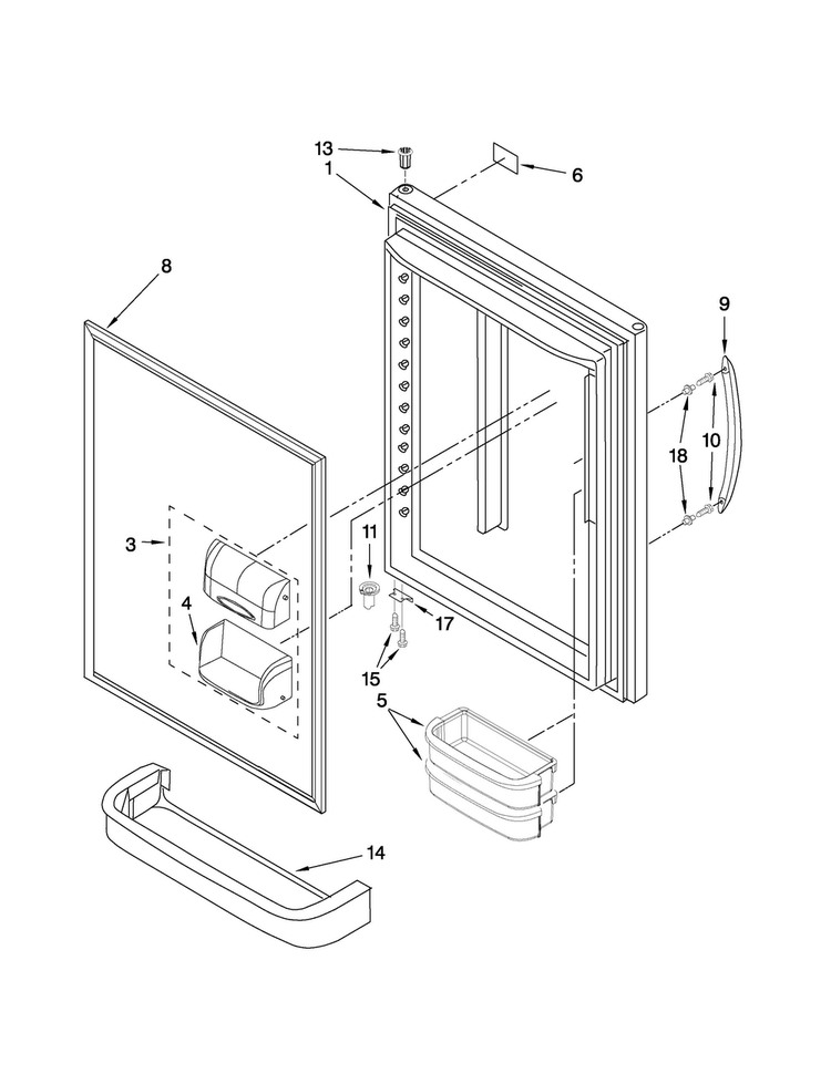 Refrigerator Door Parts Diagram and Parts List for ABL2227VES1  Amana Refrigerator