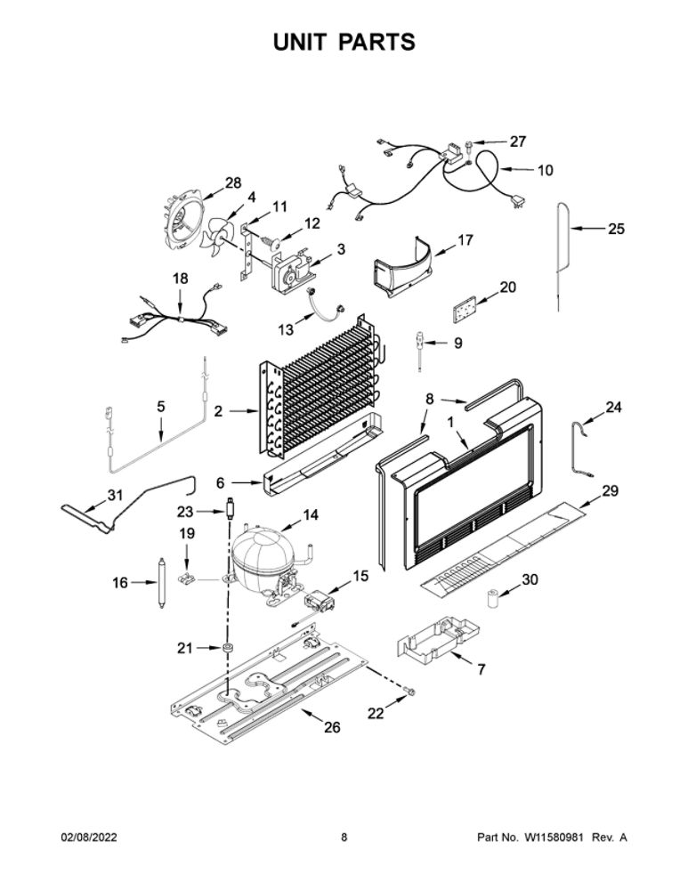 Unit Parts Diagram and Parts List for MZF34X20DW06  Maytag Freezer