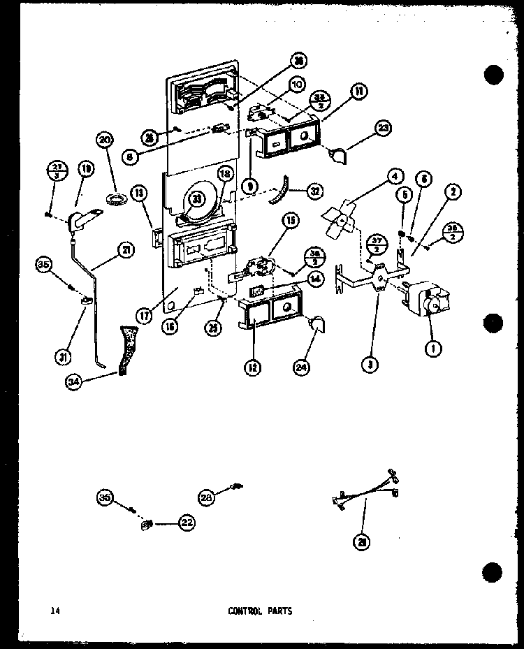 Control Parts Diagram and Parts List for TM14KL-P7705206WL  Amana Refrigerator