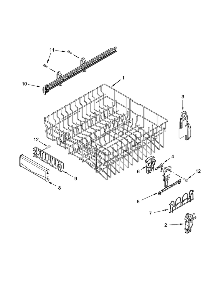 Upper Rack And Track Parts Diagram and Parts List for MDB8979SEZ1  Maytag Dishwasher