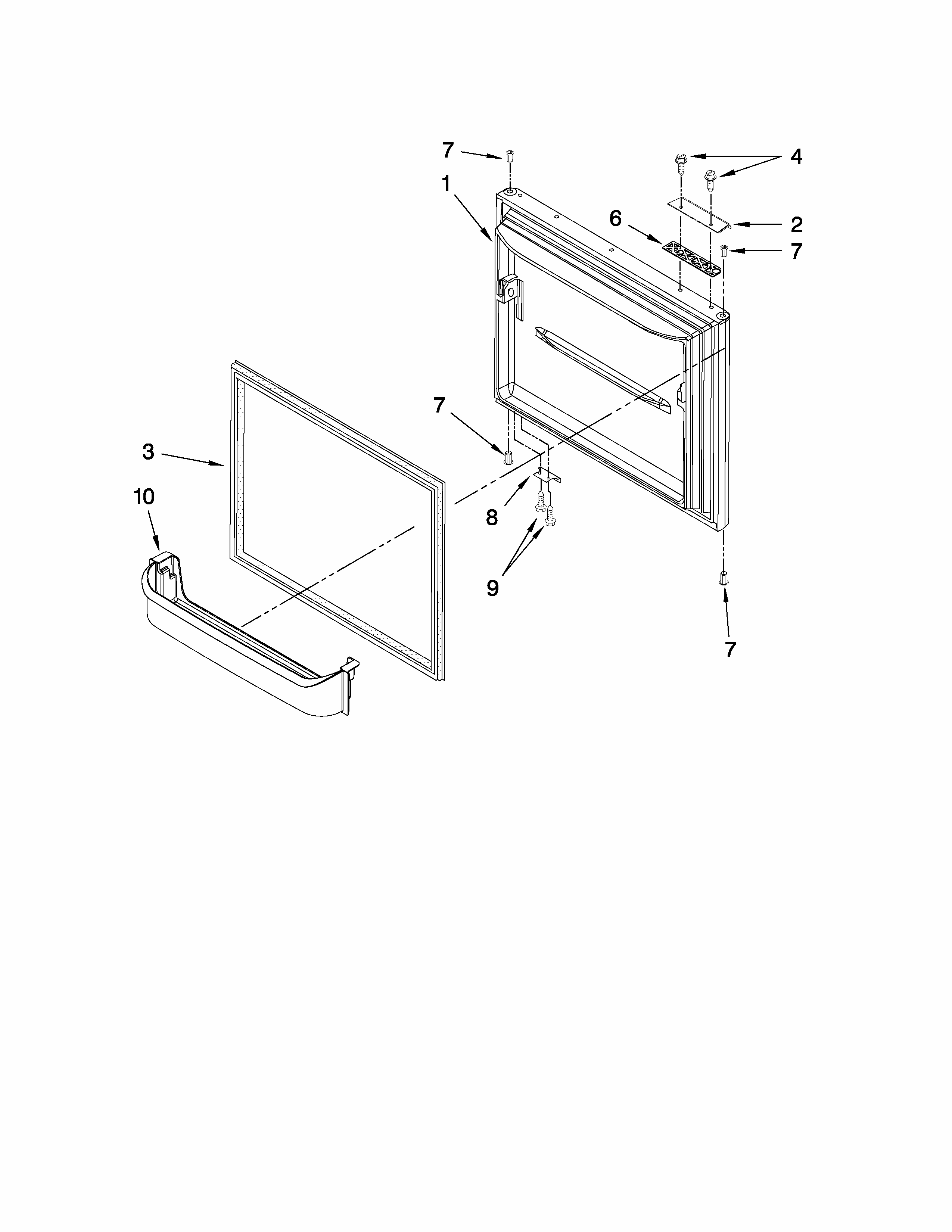 Freezer Door Parts Diagram and Parts List for GB6525PEAW3  Maytag Refrigerator
