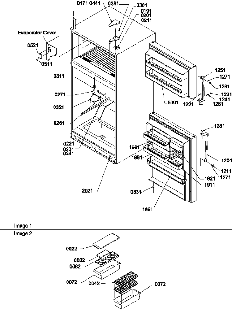 Door, Hinges And Accessories Diagram and Parts List for TG18V1W-P1194606WW  Amana Refrigerator