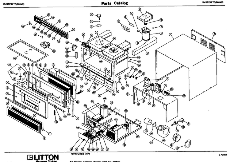 Replacement Parts Diagram and Parts List for 70 80005 Amana Microwave