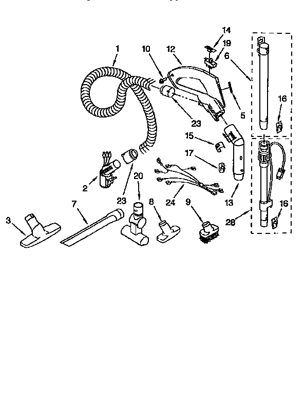 Hose And Attachment Diagram and Parts List for 1162501290  Kenmore Canister Vacuum