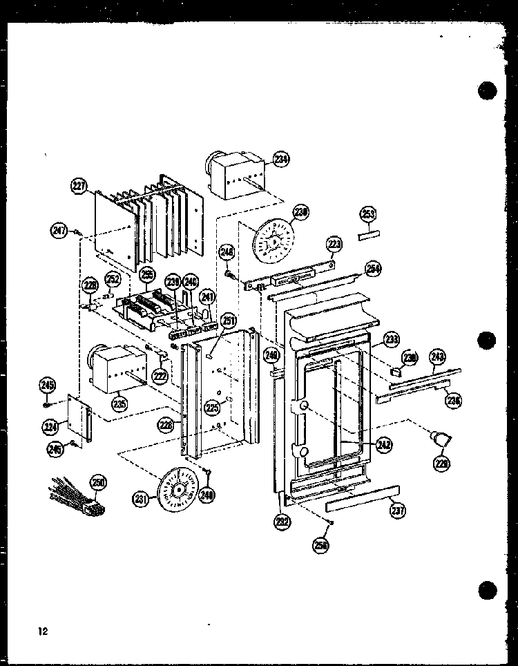 Controls Diagram and Parts List for RR7 P72582-2M Amana Microwave