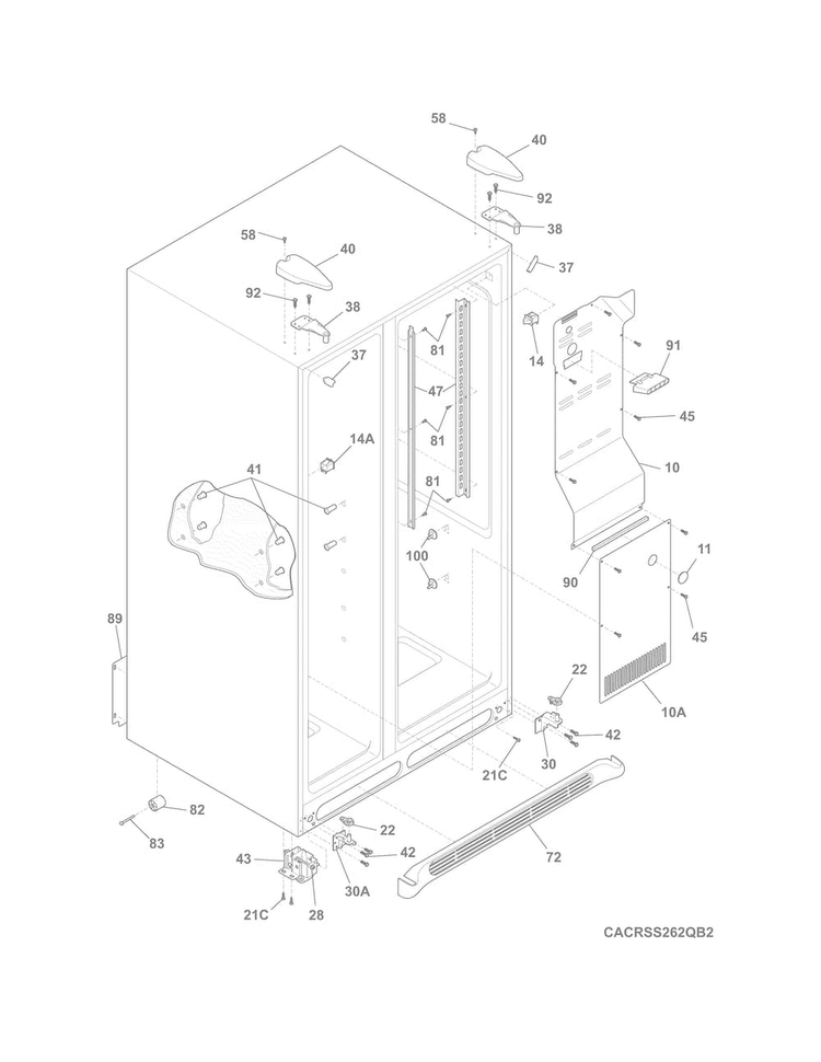 Cabinet Diagram and Parts List for CRSS262QB3  Crosley Refrigerator