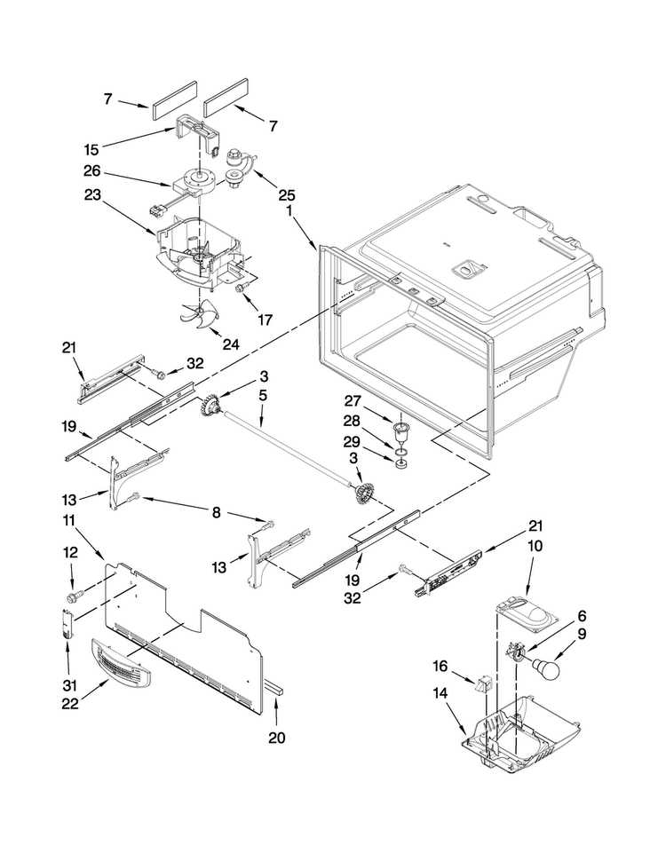Freezer Liner Parts Diagram and Parts List for JFI2089WES2  Jenn-Air Refrigerator