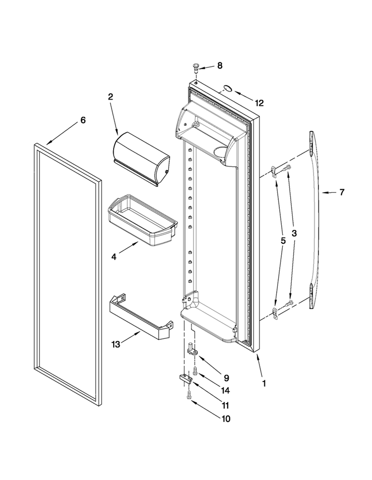 Refrigerator Door Parts Diagram and Parts List for MSD2573VEB01  Maytag Refrigerator