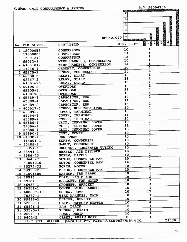 Unit Compartment And System Page 2 Diagram and Parts List for 501040  Admiral Refrigerator