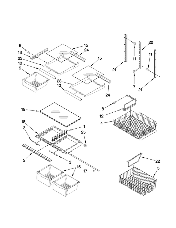 Shelf Parts Diagram and Parts List for ABB2522FEB3  Amana Refrigerator