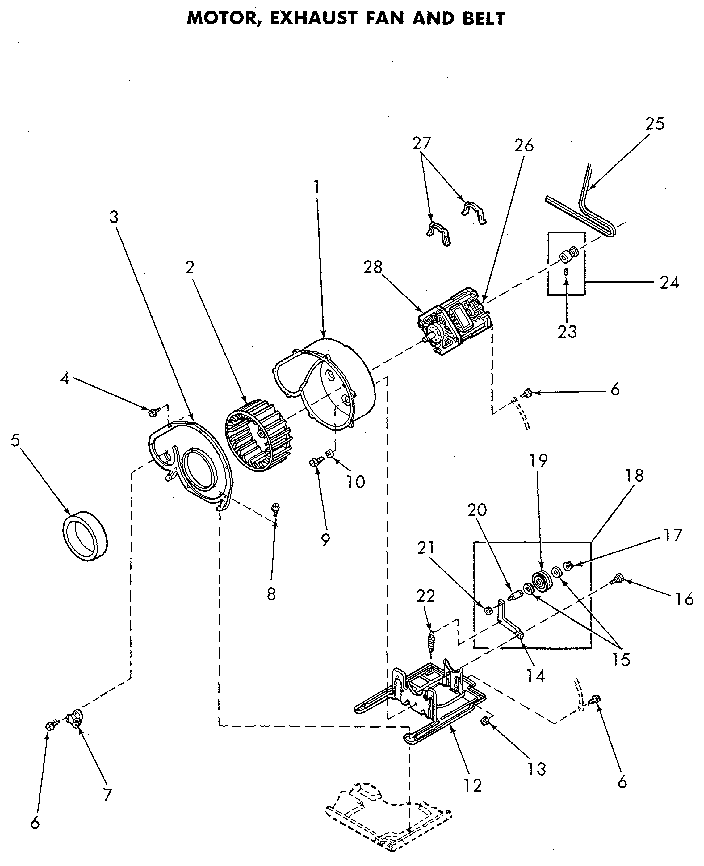 Motor And Exhaust Fan Diagram and Parts List for NG8839W53931  Speed Queen Dryer