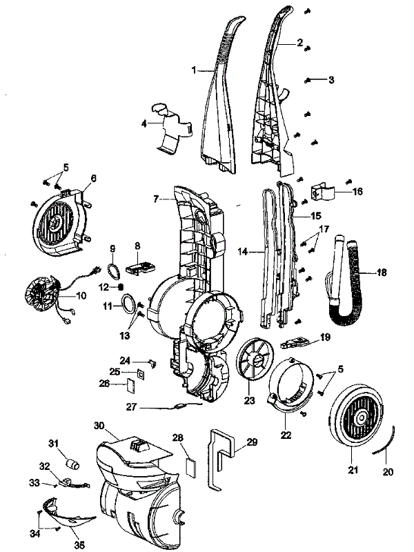 Diagram 1 Diagram and Parts List for UH40150  Hoover Upright Vacuum