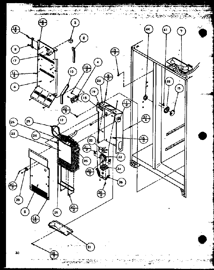 Evaporator And Air Handling Diagram and Parts List for SZDE27MPL-P1124403WL  Amana Refrigerator