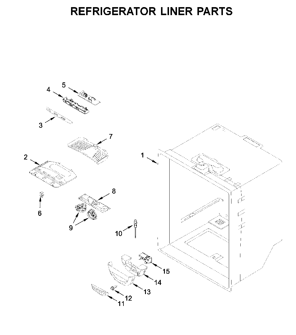 Refrigerator Liner Parts Diagram and Parts List for 59679343511  Kenmore Refrigerator