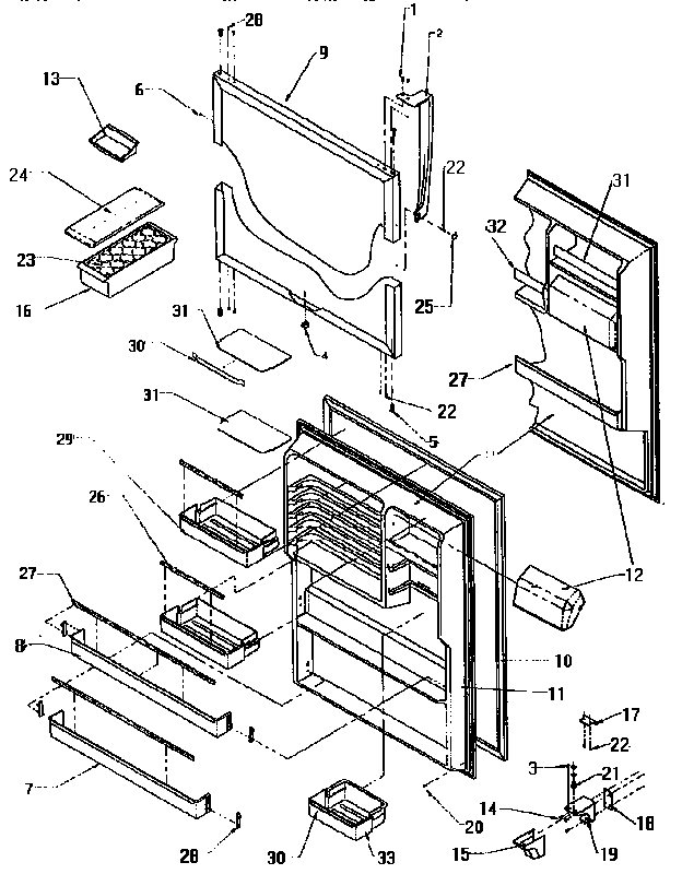 Refrigerator Door Diagram and Parts List for TG18S3L-P1194601W  Amana Refrigerator