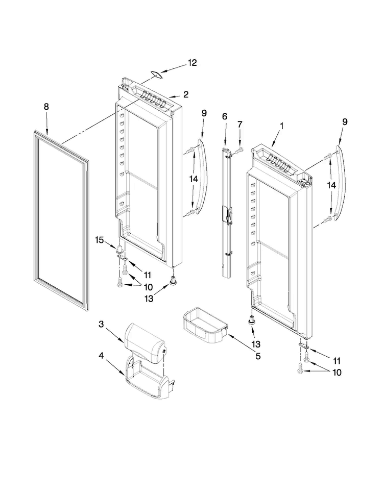 Refrigerator Door Parts Diagram and Parts List for MFF2258VEM8  Maytag Refrigerator