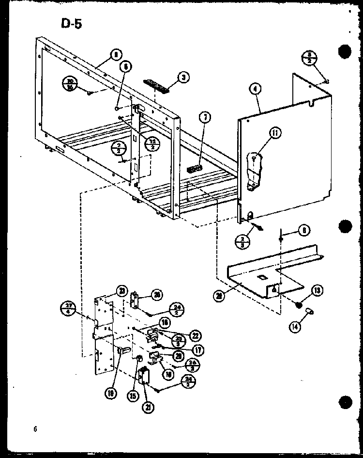 Outer Cabinet Diagram and Parts List for MVH-9T P75409-5M Amana Microwave