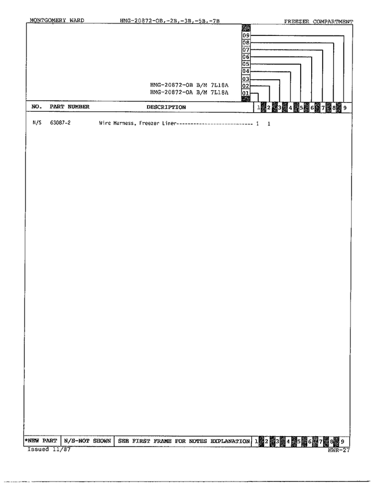 Freezer Compartment Page 3 Diagram and Parts List for 20872A  Admiral Refrigerator