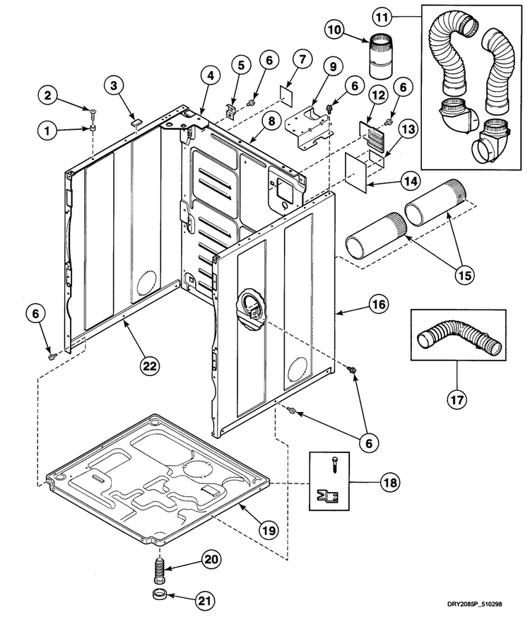 Cabinet Diagram and Parts List for SDE907LF1500  Speed Queen Dryer