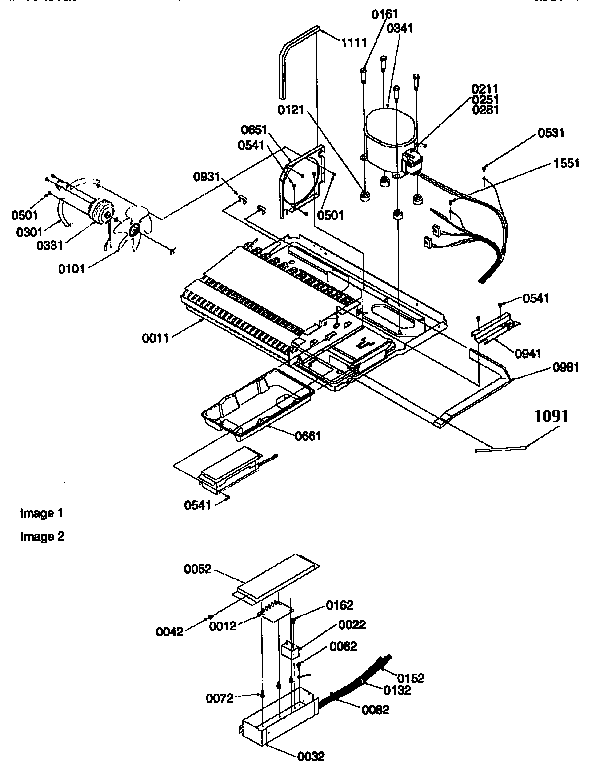 Machine Compartment Diagram and Parts List for 57082-P1190812WW  Amana Refrigerator