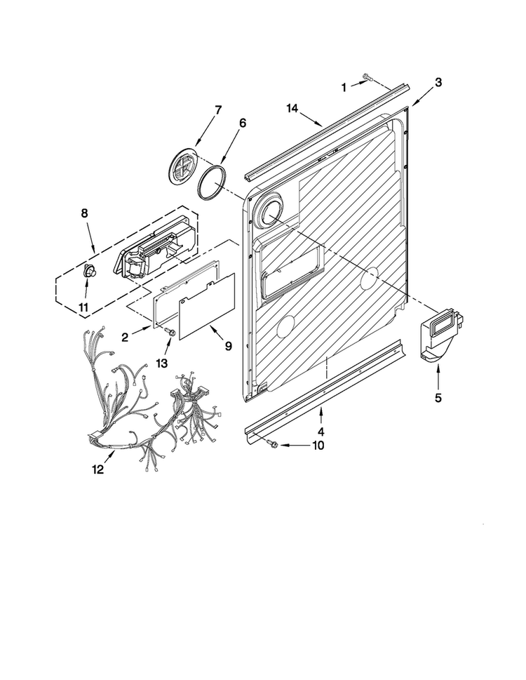 Inner Door Parts Diagram and Parts List for MDB7760AWS0  Maytag Dishwasher