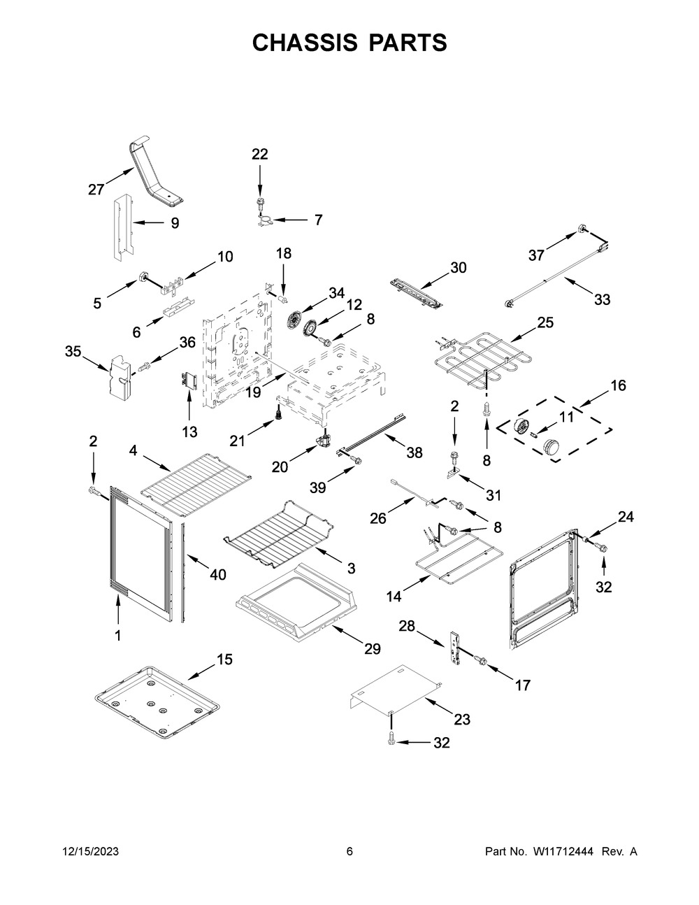Chassis Parts Diagram and Parts List for YMER8800FW7  Maytag Range