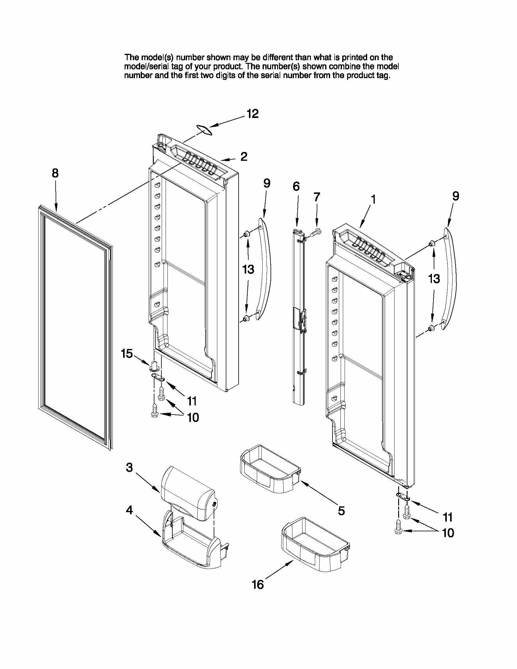 Refrigerator Door Parts Diagram and Parts List for G37026FEAW10  Maytag Refrigerator