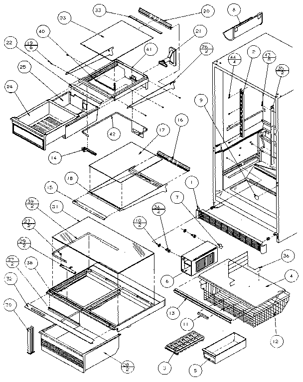 Cabinet Interior Diagram and Parts List for 86068-P1125513  Amana Refrigerator