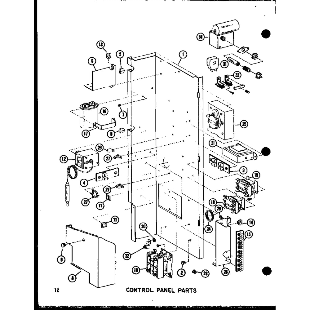 Control Panel Parts 1 Diagram and Parts List for RHQ48-003 P55201-50C Amana Air Conditioner