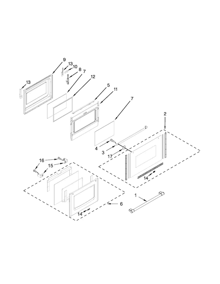 Lower Door Parts Diagram and Parts List for MGT8720DE05  Maytag Range