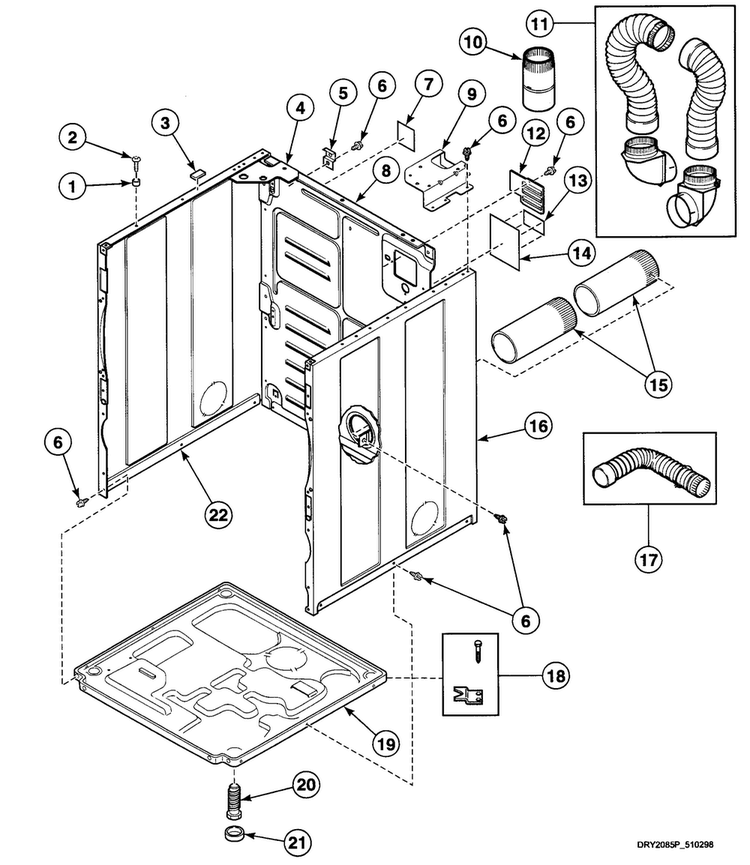 Cabinet Assy Diagram and Parts List for SDET07QF1500  Speed Queen Dryer