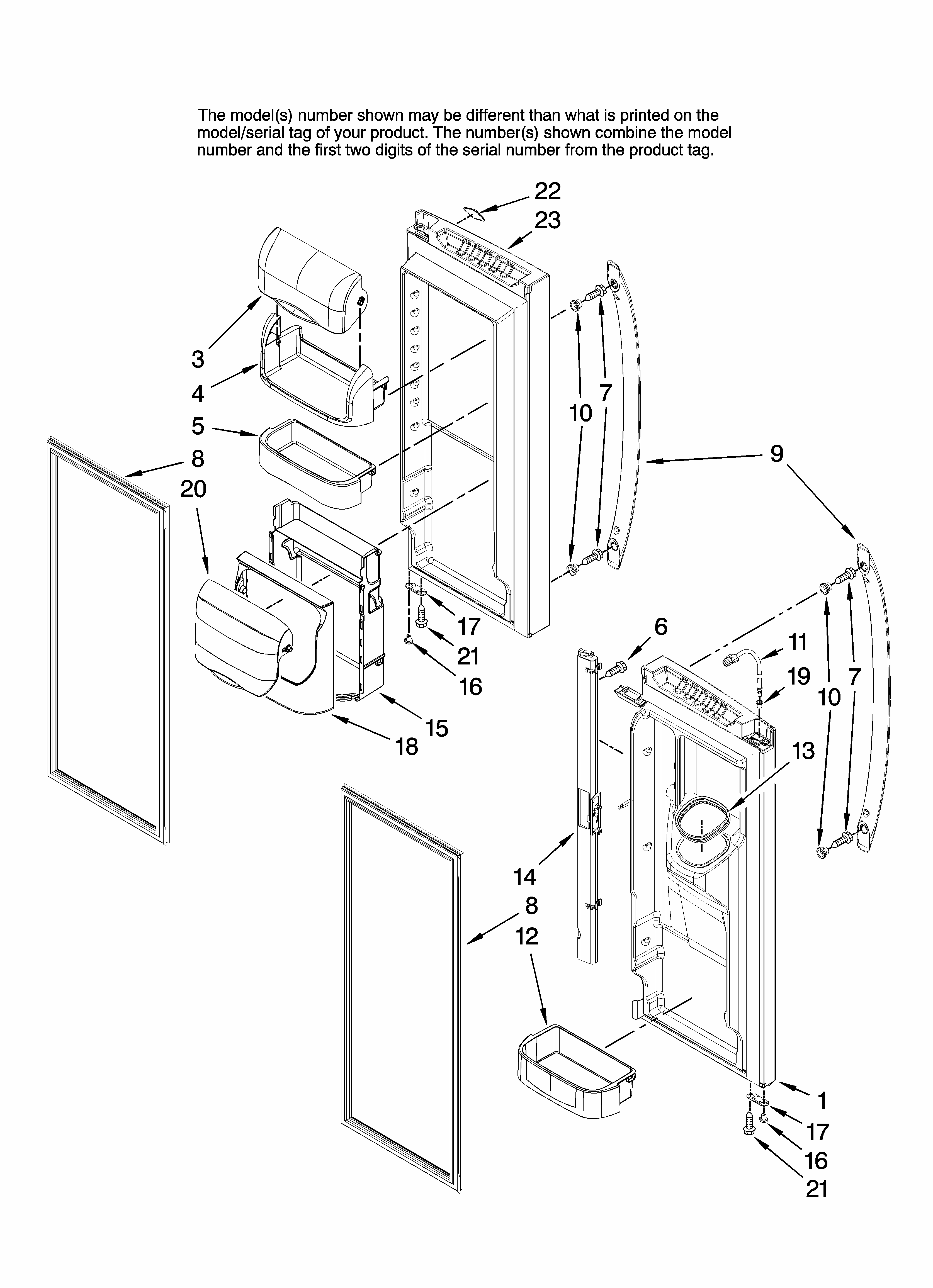 Refrigerator Door Parts Diagram and Parts List for MFI2266AES11  Maytag Refrigerator
