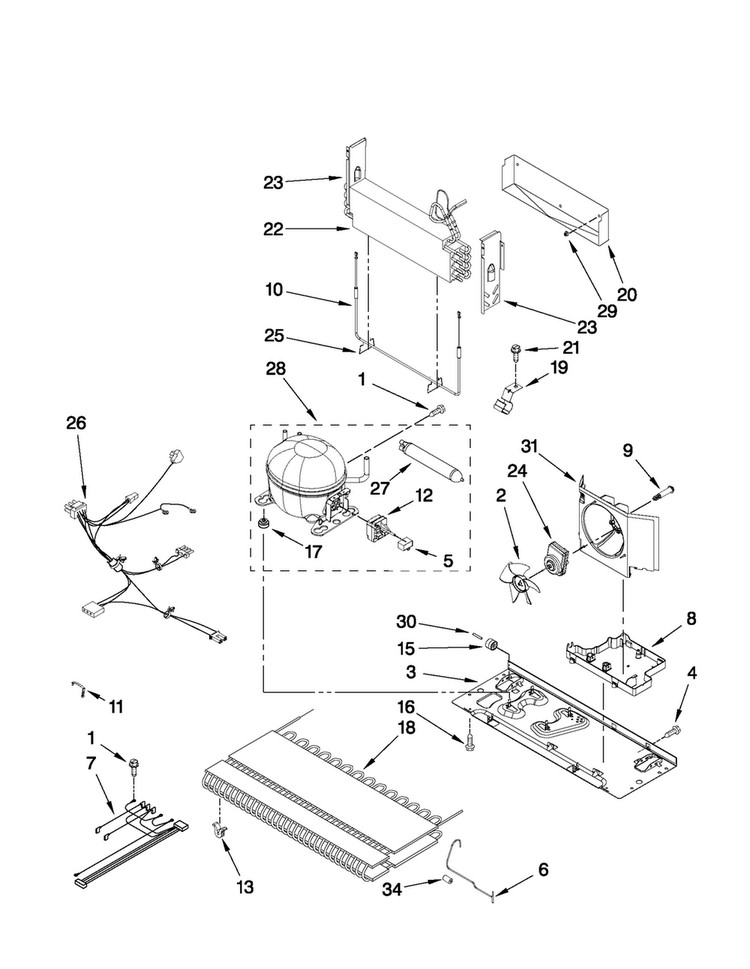 Unit Parts Diagram and Parts List for MFF2258VEW5  Maytag Refrigerator