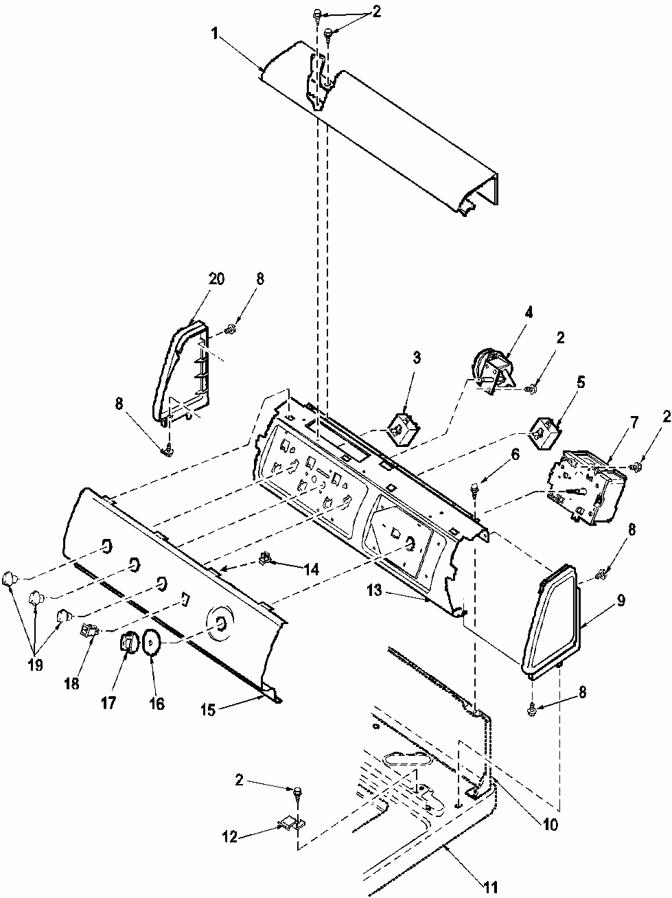 Control Panel Diagram and Parts List for LWC80AW-PLWC80AW  Amana Washer