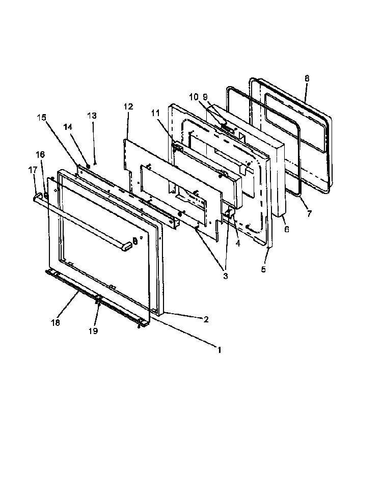 Oven Door Diagram and Parts List for AO27DG1-P1132515NB  Amana Wall Oven