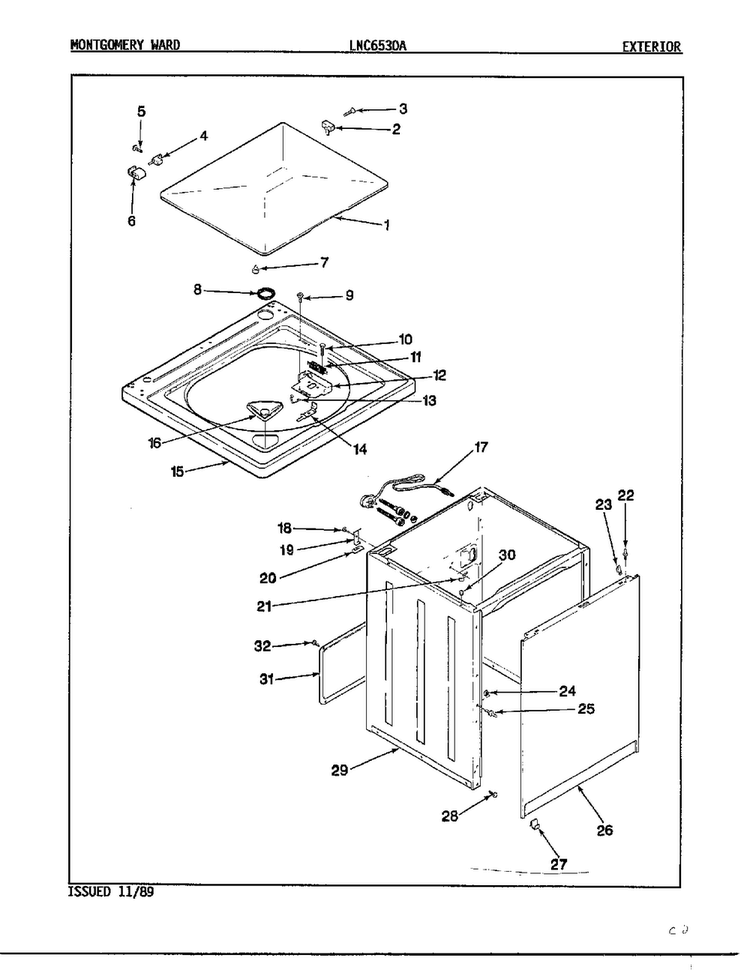 Exterior Diagram and Parts List for 6530A REV A Norge Washer