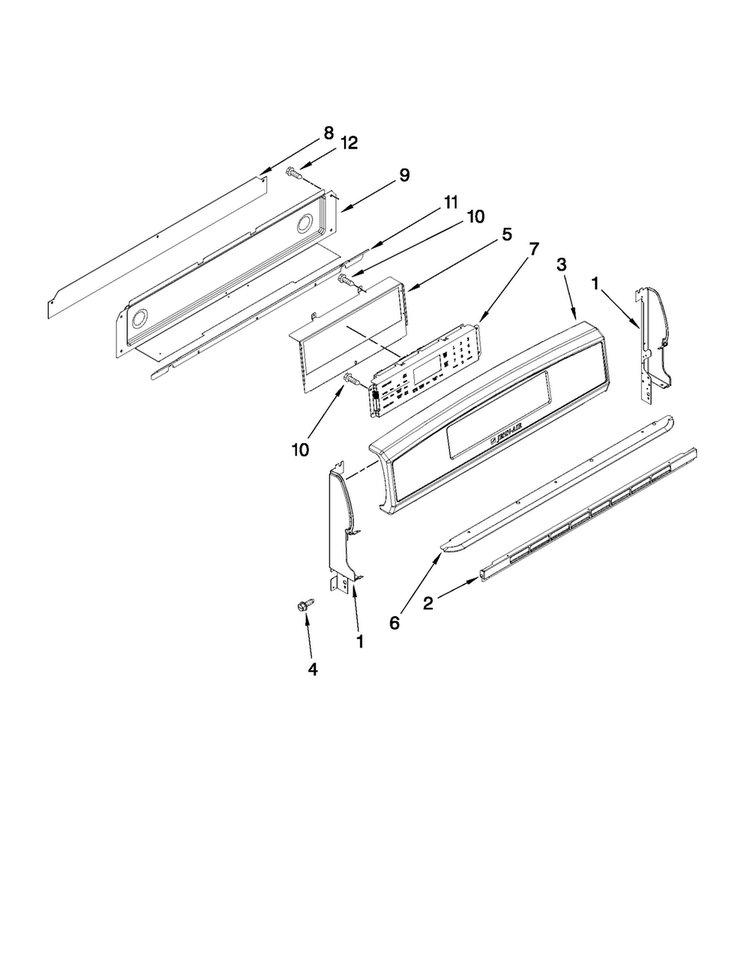 Control Panel Parts Diagram and Parts List for JGR8895BDS12  Jenn-Air Range