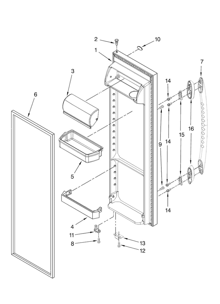 Refrigerator Door Parts Diagram and Parts List for MSD2242VEB01  Maytag Refrigerator