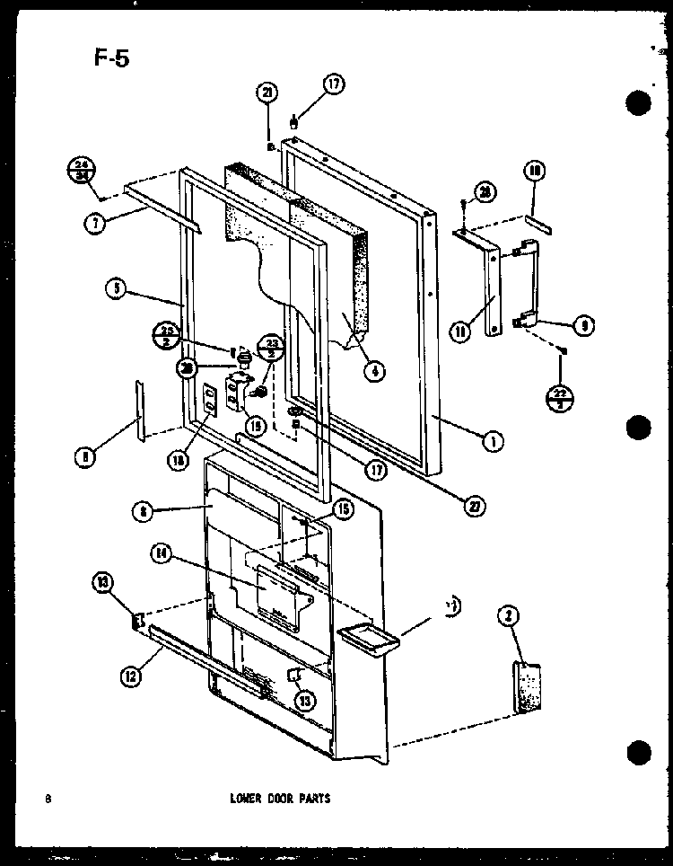 Lower Door Parts Diagram and Parts List for TM14G-1-L-P75658-13WL  Amana Refrigerator