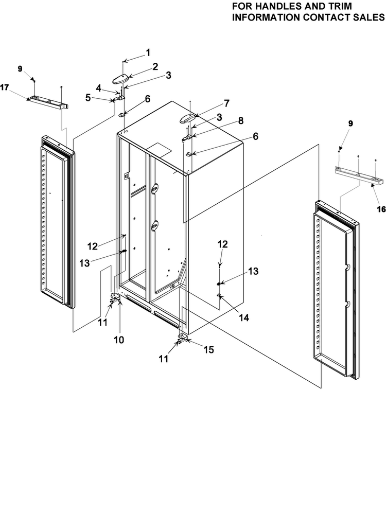 Hinges Diagram and Parts List for SK525-2W-PSK525200W1  Maytag Refrigerator