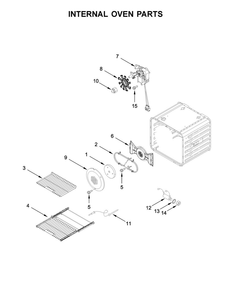 Internal Oven Parts Diagram and Parts List for JGRP430WP02  Jenn-Air Range