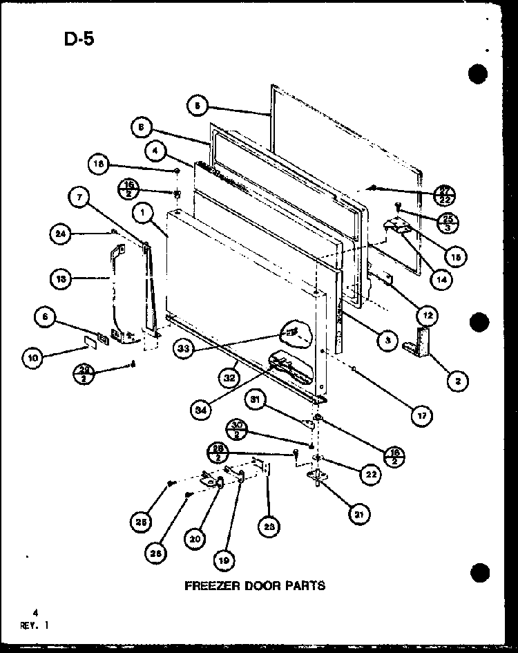 Freezer Door Parts Diagram and Parts List for TC22G-P76512-10W  Amana Refrigerator