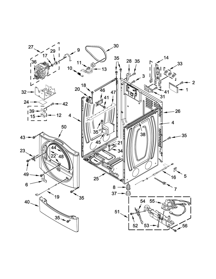 Cabinet Parts Diagram and Parts List for MDG28PDCGW0  Maytag Dryer