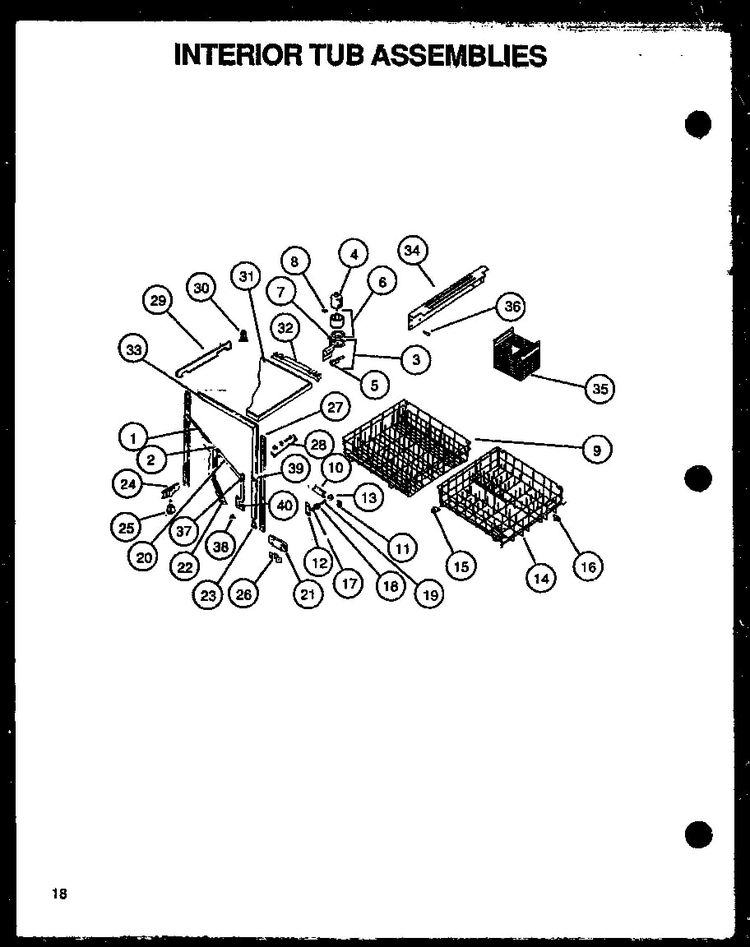 Interior Tub Assemblies Diagram and Parts List for DUS600B P1139732NB Caloric Dishwasher