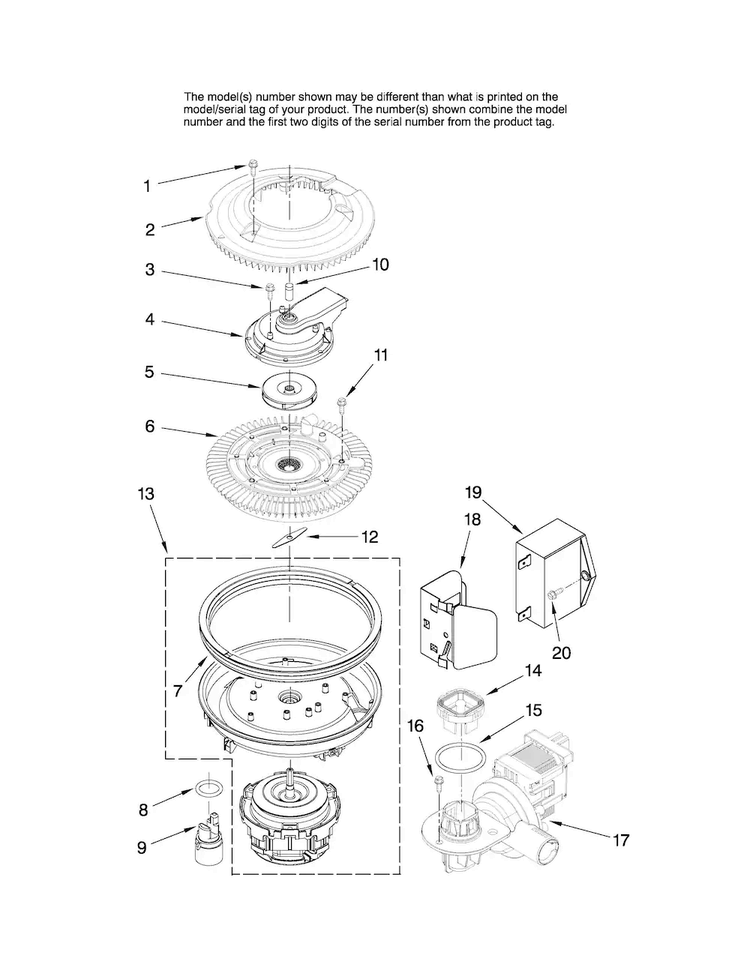 Pump And Motor Parts Diagram and Parts List for MDBM601AWQ0  Maytag Dishwasher