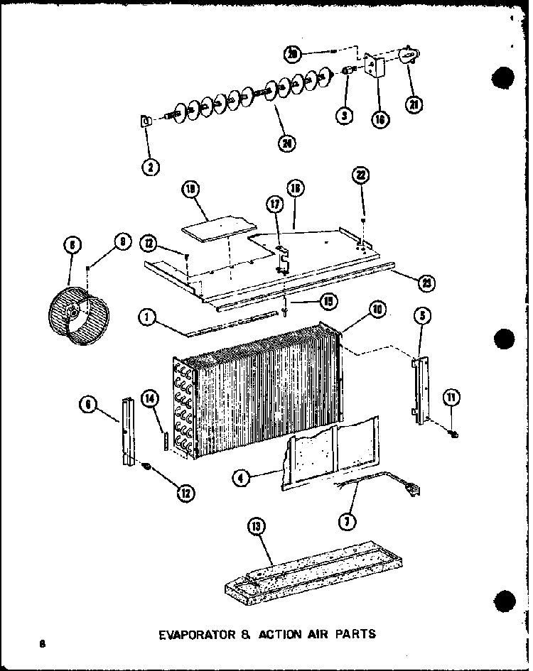 Evaporator & Action Air Parts Diagram and Parts List for ES218D-3MT P67535-1R Amana Air Conditioner