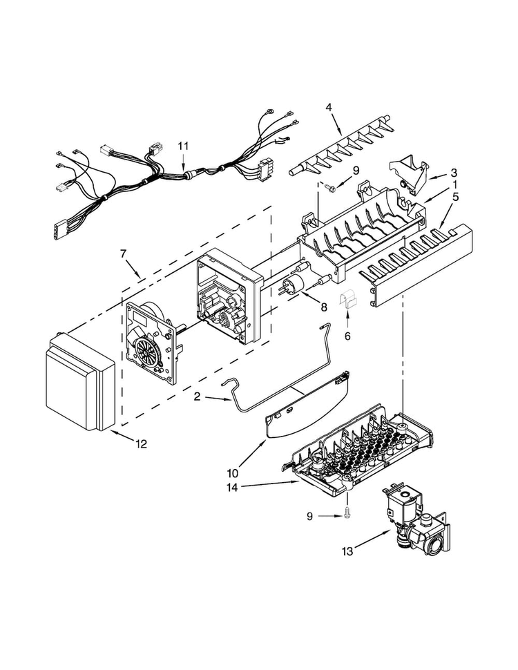 Icemaker Parts Diagram and Parts List for AFI2539ERM00  Amana Refrigerator