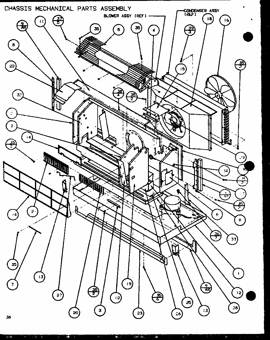 Chassis Mechanical Parts Assembly (ptc12300e/p9999715r) (ptc12400e/p9806715r) (ptc12300ec/p9811715r) (ptc12400ec/p9872415r) Diagram and Parts List for PTC12400EC P9872429R Amana Air Conditioner